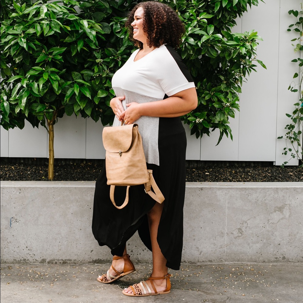 Black White Gray Color Block Maxi Dress - Picture 7 of 8